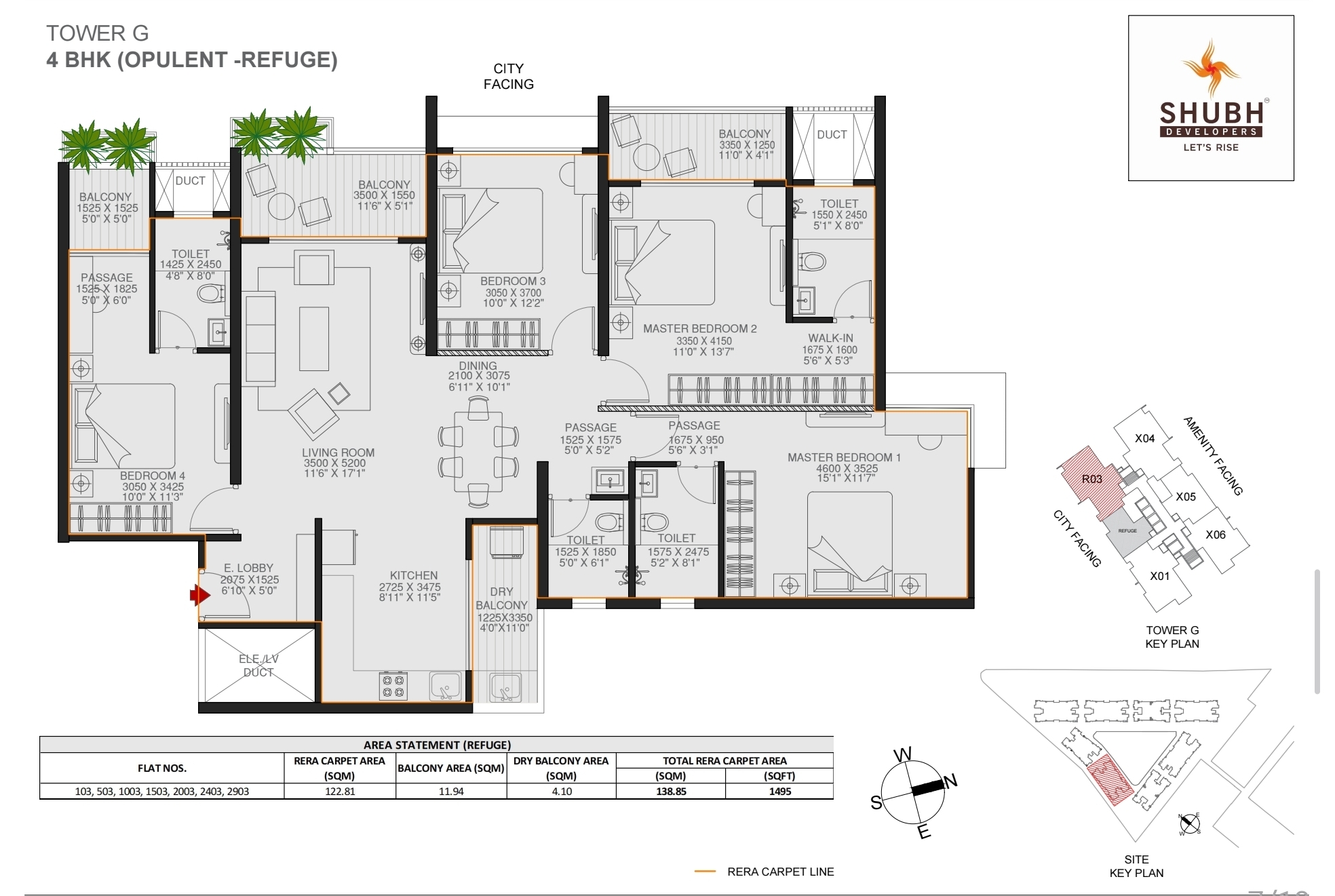 Smart 4 BHK 1707 sqft floor plan