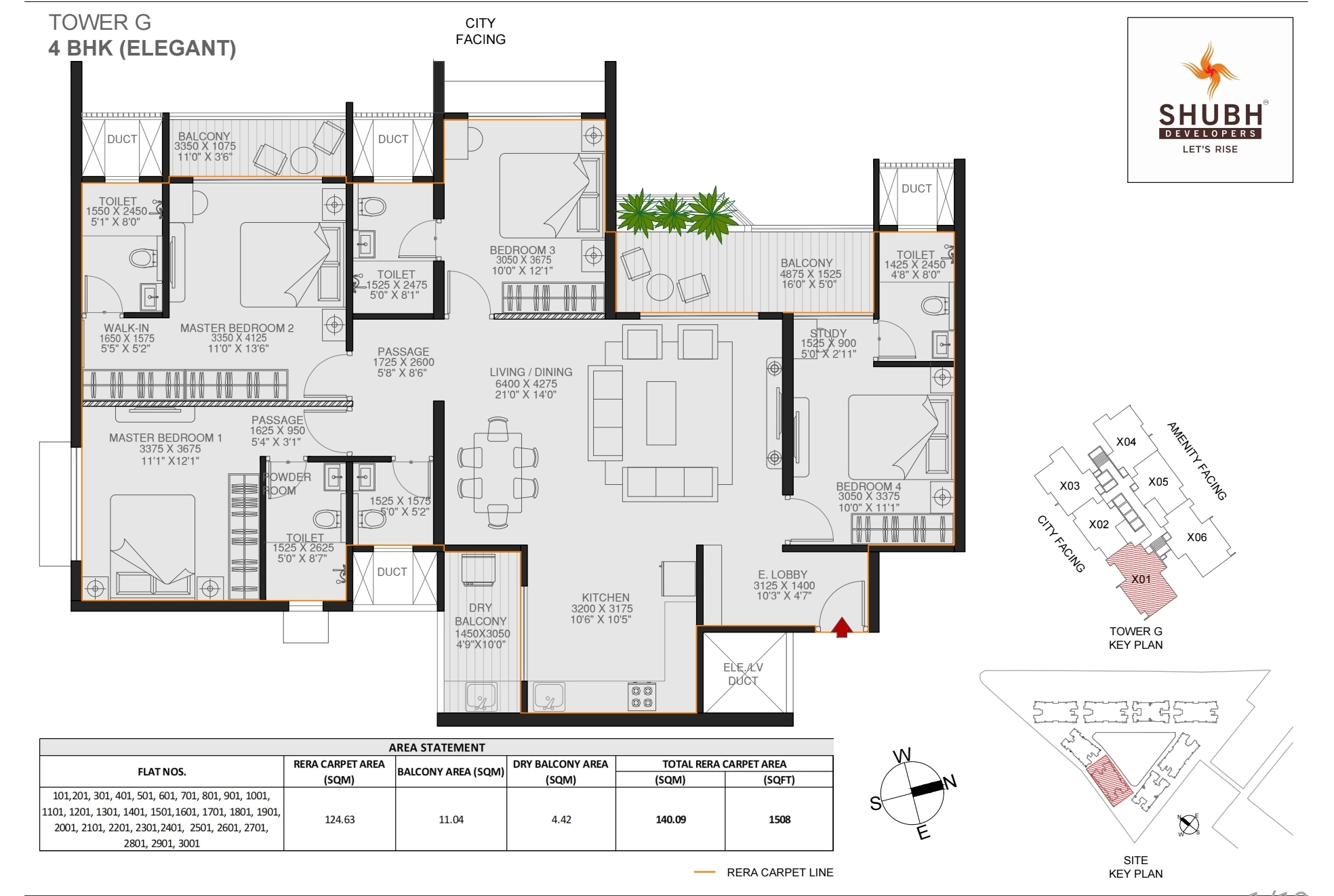4 BHK 1911 sqft floor plan
